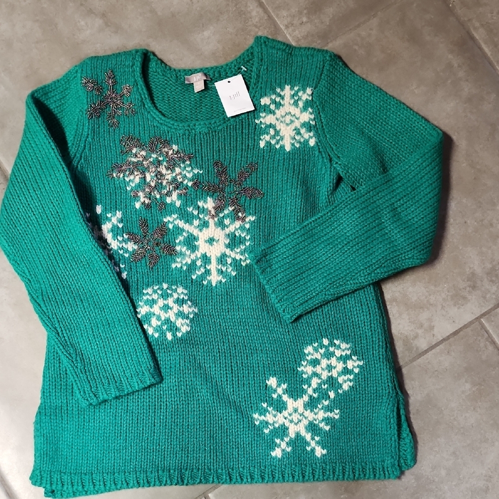 Green Snowflake Sweater